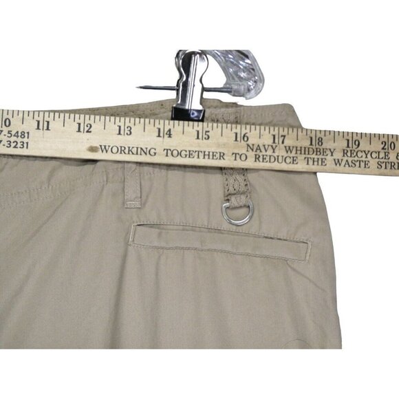 J Jill Pants Size 16 Tan Khaki Beige Cargo Zip pockets Lightweight Cotton Eyelet - Picture 10 of 15